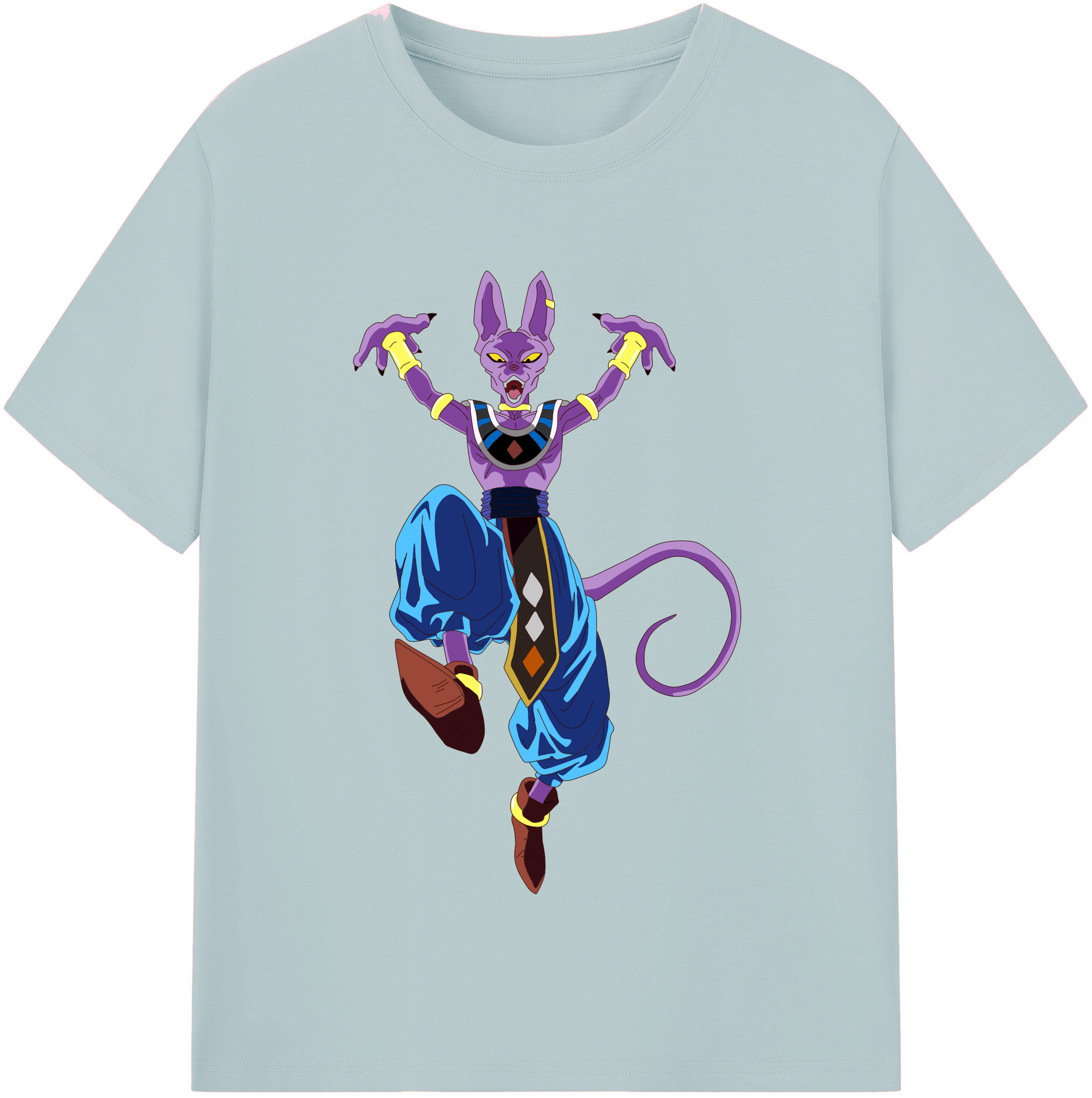 （画像用） ドラゴンボール ビルス 破壊神ビルス DRAGON BALL Beerus Birusu 綿100％半袖Tシャツ（フロントプリント）